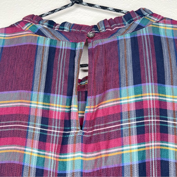 LOFT Burgundy Red Purple Colorful Plaid Sleeveless Top Plus Size 14 - Picture 10 of 11